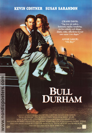 Bull Durham 1988 movie poster Kevin Costner Susan Sarandon Tim Robbins Ron Shelton Sports