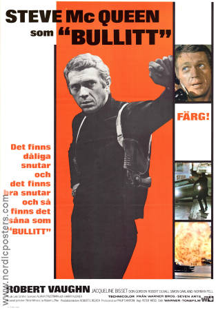 Bullitt 1968 movie poster Steve McQueen Robert Vaughn Jacqueline Bisset Peter Yates Cars and racing Police and thieves