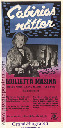 Le notti di Cabiria 1957 movie poster Giulietta Masina Francois Périer Franca Marzi Federico Fellini