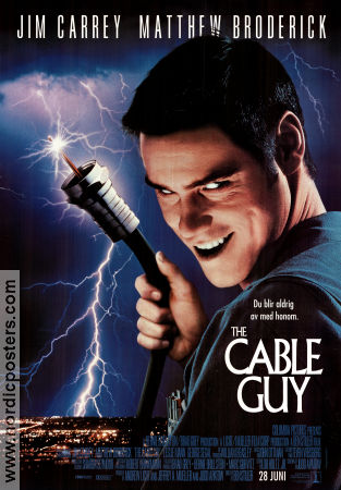 The Cable Guy 1996 movie poster Jim Carrey Matthew Broderick Leslie Mann Ben Stiller