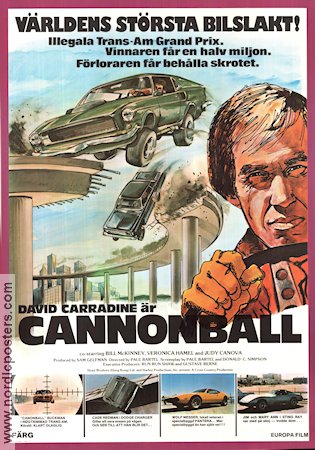Cannonball 1976 movie poster David Carradine Bill McKinney Veronica Hamel Paul Bartel Cars and racing