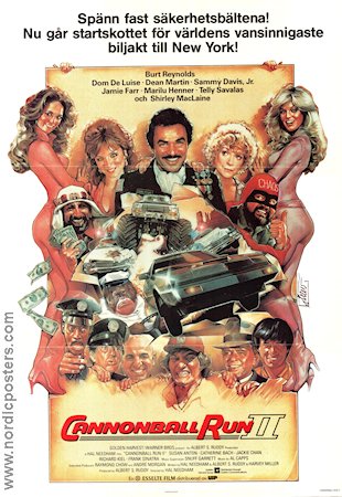 Cannonball Run 2 1984 movie poster Burt Reynolds Frank Sinatra Richar Kiel Jackie Chan Shirley MacLaine Ladies Cars and racing Poster artwork: Drew Struzan