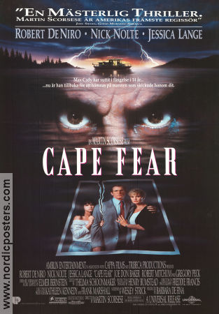 Cape Fear 1991 movie poster Robert De Niro Nick Nolte Jessica Lange Martin Scorsese