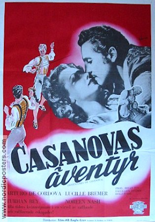Adventures of Casanova 1948 movie poster Arturo de Cordova Lucille Bremer Turhan Bey Roberto Gavaldon
