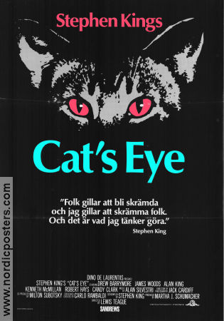 Cat´s Eye 1985 movie poster Drew Barrymore Writer: Stephen King Cats