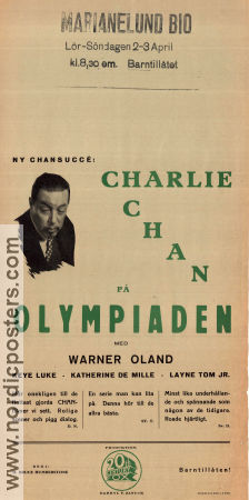 Charlie Chan at the Olympics 1937 movie poster Warner Oland Charlie Chan H Bruce Humberstone Olympic