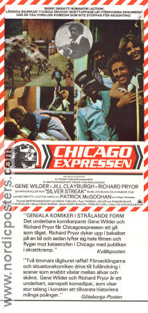 Chicagoexpressen 1976 poster Gene Wilder Richard Pryor Jill Clayburgh Arthur Hiller Tåg