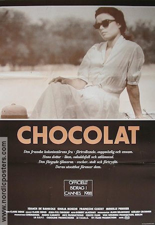 Chocolat 1988 movie poster Giulia Boschi Isaach De Bankolé Claire Denis Glasses Food and drink