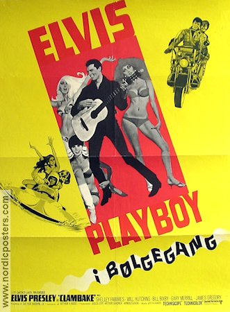 Clambake 1967 movie poster Elvis Presley Arthur H Nadel Musicals Motorcycles Ladies Rock and pop Cars and racing