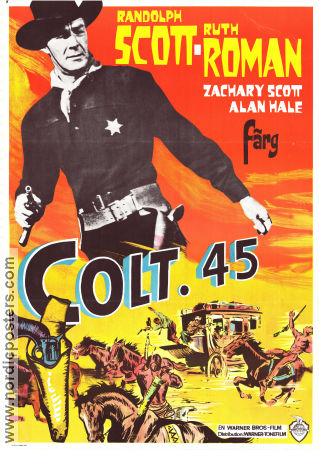 Colt 45 1950 movie poster Randolph Scott Ruth Roman Zachary Scott Edwin L Marin Mountains