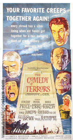 The Comedy of Terrors 1964 movie poster Vincent Price Peter Lorre Boris Karloff Jacques Tourneur Find more: Large poster