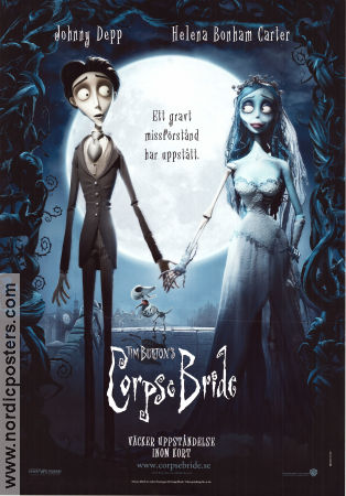 Corpse Bride 2005 movie poster Johnny Depp Helena Bonham Carter Tim Burton Animation