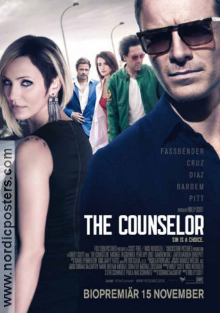 The Counselor 2013 movie poster Michael Fassbender Cameron Diaz Javier Bardem Penelope Cruz Ridley Scott