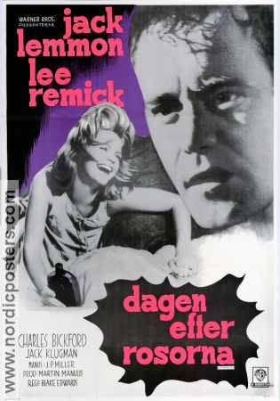 Dagen efter rosorna 1962 movie poster Jack Lemmon Lee Remick Blake Edwards