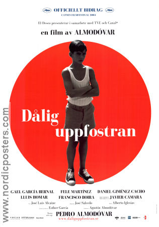 Dålig uppfostran 2004 poster Gael Garcia Bernal Fele Martinez Javier Camara Pedro Almodovar Spanien Barn