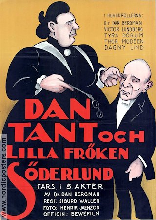 Dan Tant och lilla fröken Söderlund 1924 movie poster Dan Bergman