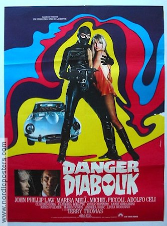 Danger Diabolik 1968 movie poster John Phillip Law Cars and racing Agents From comics Cult movies