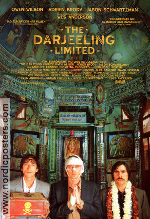 The Darjeeling Limited 2007 movie poster Owen Wilson Adrien Brody Jason Schwartzman Anjelica Huston Wes Anderson Asia