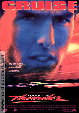 Days of Thunder 1990 movie poster Tom Cruise Robert Duvall Nicole Kidman Tony Scott Find more: Jerry Bruckheimer Cars and racing