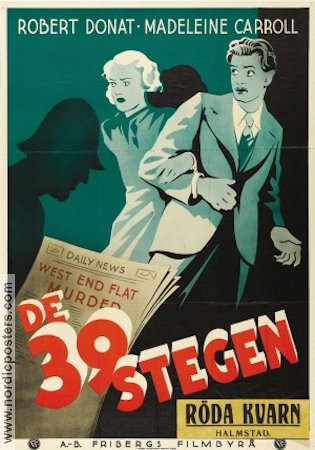 The 39 Steps 1935 movie poster Robert Donat Madeleine Carroll Alfred Hitchcock