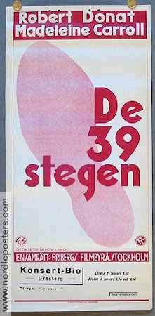 The 39 Steps 1935 movie poster Robert Donat Madeleine Carroll Lucie Mannheim Alfred Hitchcock