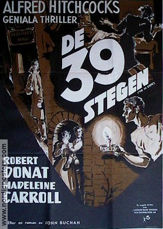 The 39 Steps 1935 movie poster Robert Donat Madeleine Carroll Lucie Mannheim Alfred Hitchcock