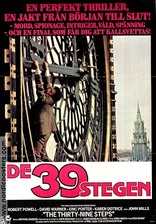 The Thirty Nine Steps 1978 movie poster Robert Powell Don Sharp Clocks