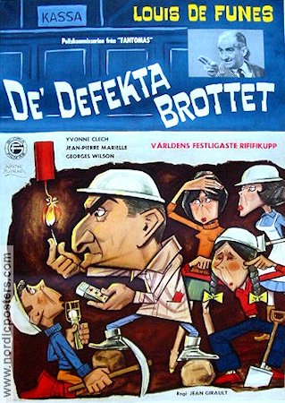 De defekta brottet 1967 movie poster Louis de Funes Poster artwork: Walter Bjorne