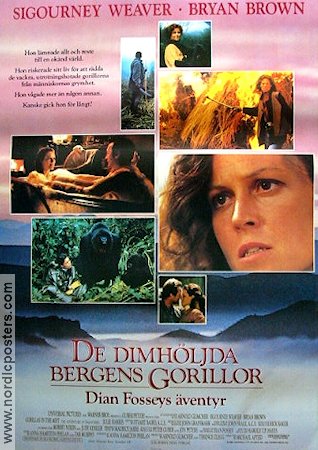 Gorillas in the Mist 1988 movie poster Sigourney Weaver Bryan Brown Julie Harris Michael Apted Find more: Dian Fossey Mountains