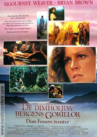 Gorillas in the Mist 1988 movie poster Sigourney Weaver Bryan Brown Julie Harris Michael Apted Find more: Dian Fossey Mountains Find more: Africa