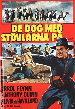 De dog med stövlarna på 1941 poster Errol Flynn Anthony Quinn Olivia de Havilland Raoul Walsh