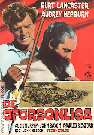 De oförsonliga 1960 poster Burt Lancaster Audrey Hepburn Audie Murphy John Huston