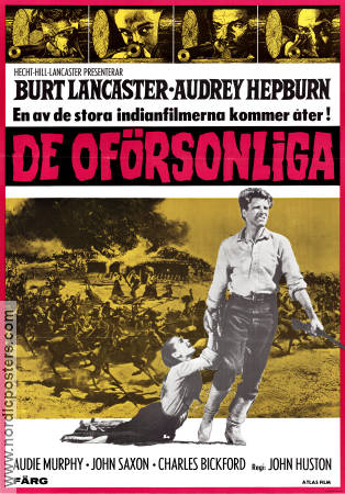 The Unforgiven 1960 movie poster Burt Lancaster Audrey Hepburn Audie Murphy John Huston