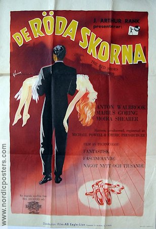 The Red Shoes 1948 movie poster Anton Walbrook Moira Shearer Marius Goring Michael Powell Poster artwork: Walter Bjorne Ballet