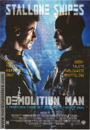 Demolition Man 1993 movie poster Sylvester Stallone Wesley Snipes Sandra Bullock Marco Brambilla