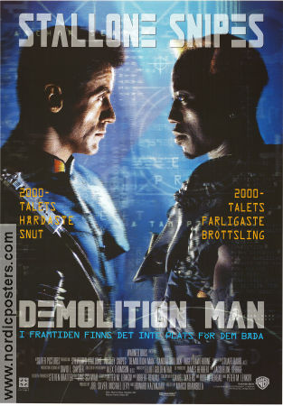 Demolition Man 1993 poster Sylvester Stallone Wesley Snipes Sandra Bullock Marco Brambilla