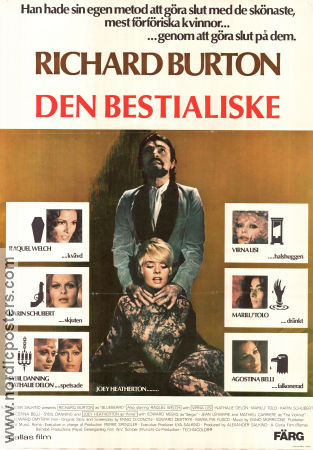 Den bestialiske 1972 poster Richard Burton Raquel Welch Virna Lisi Edward Dmytryk