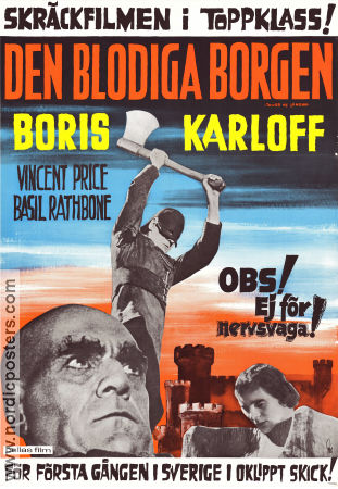 Den blodiga borgen 1939 poster Basil Rathbone Boris Karloff Barbara O´Neil Vincent Price Rowland V Lee