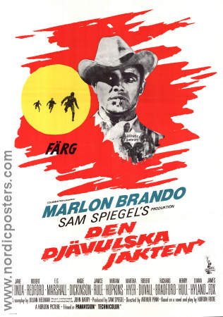 Den djävulska jakten 1966 poster Marlon Brando Robert Redford Angie Dickinson Jane Fonda Arthur Penn