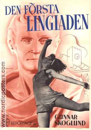 Den första Lingiaden 1940 movie poster Gunnar Skoglund Find more: Stockholm Sports Eric Rohman art Documentaries