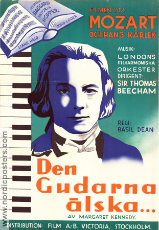 Den gudarna älska 1936 poster Stephen Haggard Victoria Hopper Basil Dean Musik: Wolfgang Amadeus Mozart Instrument