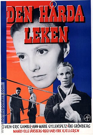 Den hårda leken 1956 movie poster Sven-Eric Gamble Ann-Marie Gyllenspetz Boxing