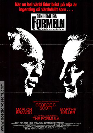 Den hemliga formeln 1980 poster Marlon Brando George C Scott Marthe Keller John G Avildsen