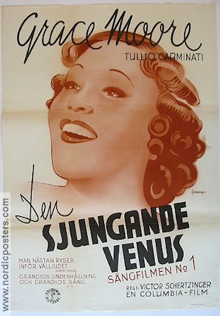 One Night of Love 1934 movie poster Grace Moore Tullio Carminati Lyle Talbot Victor Schertzinger Eric Rohman art