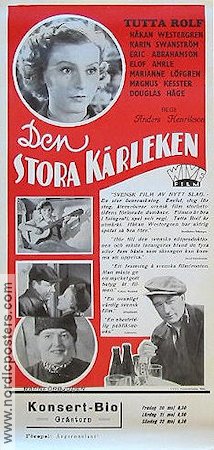 Den stora kärleken 1938 movie poster Tutta Rolf Elof Ahrle