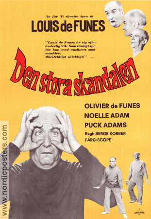 Den stora skandalen 1970 poster Louis de Funes Noelle Adam Olivier De Funes Serge Korber Musikaler