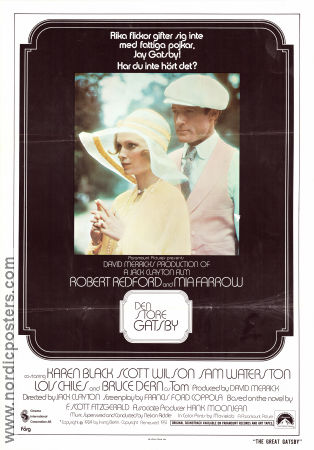 The Great Gatsby 1974 movie poster Robert Redford Mia Farrow Bruce Dern Jack Clayton Writer: F Scott Fitzgerald Romance