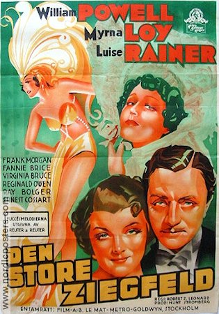 The Great Ziegfeld 1936 movie poster William Powell Myrna Loy Luise Rainer Robert Z Leonard Musicals