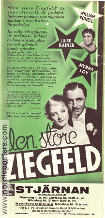 The Great Ziegfeld 1936 movie poster William Powell Myrna Loy Luise Rainer Robert Z Leonard Musicals