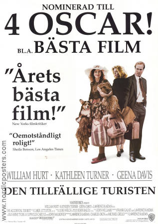 Den tillfällige turisten 1988 poster William Hurt Kathleen Turner Geena Davis Lawrence Kasdan Resor